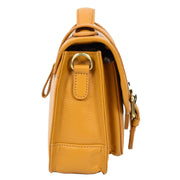 Woman's Leather Crossbody Satchel Handbag, Top Handle Purse with Gold Hardware Fallon