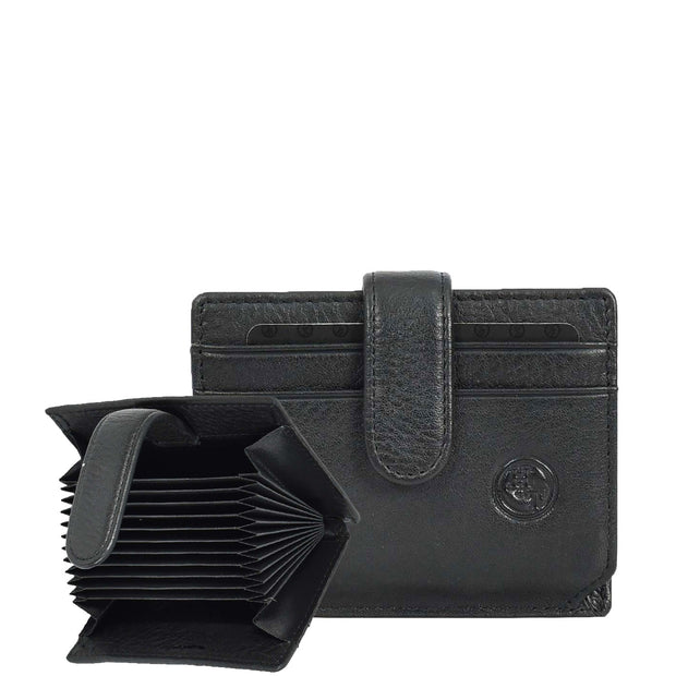 Premium Leather Credit Card Holder Accordion Style Multi-Card Slots Wallet Organiser A164 Black
