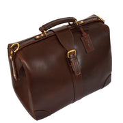 Genuine Leather Doctors Briefcase Gladstone Bag Duke Brown Front Angle