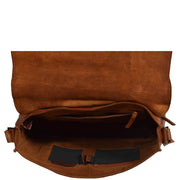 Mens Real Leather Satchel Messenger Bag Lewis Brown Open