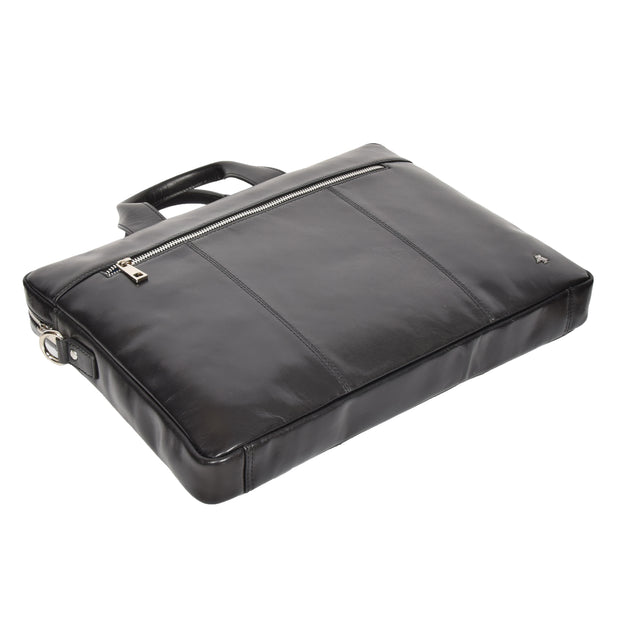 Laptop Briefcase Real Leather Business Bag Messenger Satchel Black Nice Back Letdown