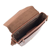 Mens Real Brown Leather Tall Messenger Bag Flight Shoulder Organiser Mayer Open 2