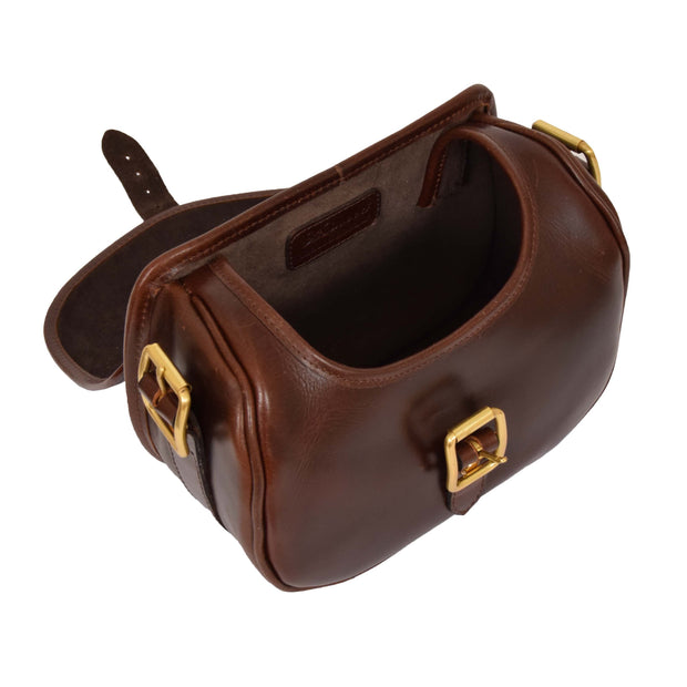 Cartridge Bag Genuine Brown Leather Ammo Shell Pouch Chelsea Open