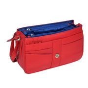 Womens Red Leather Shoulder Messenger Handbag Ada Open 1