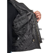 Mens Duffle Leather Coat Classic Horn Toggles Jacket Mack Black Lining