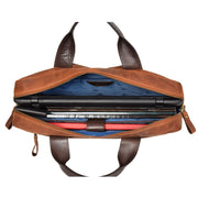 Leather Briefcase Vintage TAN Messenger Shoulder Bag Hanoi Open