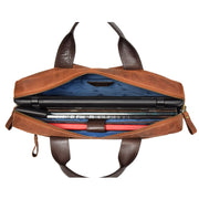 Leather Briefcase Vintage TAN Messenger Shoulder Bag Hanoi Open