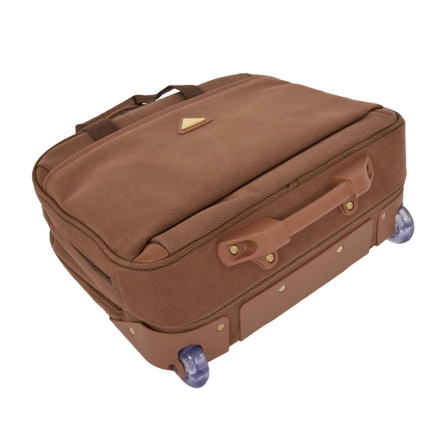 Pilot Case Wheeled Briefcase Camel Faux Suede Business Cabin Bag Stargazer Back Letdown