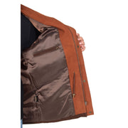 Gents Nubuck Leather Parka Coat Henry Brown lining view