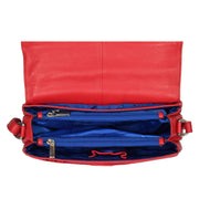 Womens Red Leather Shoulder Messenger Handbag Ada Open 2