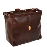 Genuine Leather Doctors Briefcase Gladstone Bag Duke Brown Open 1