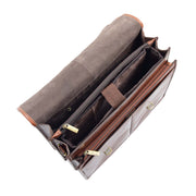 Mens Italian Chestnut Leather Briefcase Expandable Office Bag Laptop Case - Thomas5