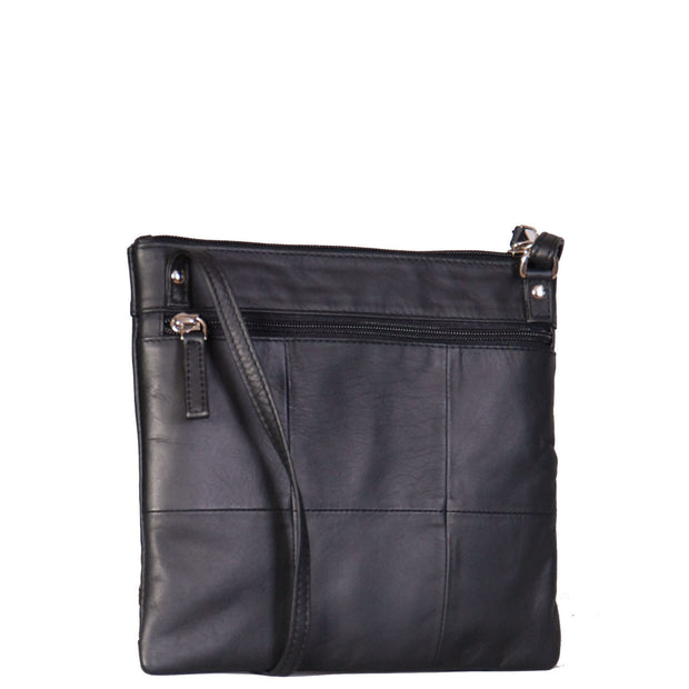 Womens Cross-Body Leather Bag Slim Shoulder Travel Bag A08 Black Back