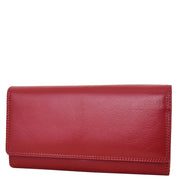 Womens Soft Leather Clutch Purse Envelope Style Wallet AVT3 Red
