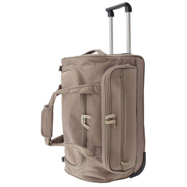 Travel Duffle Bag Lightweight Wheeled Holdall Weekend Cabin Bag Darwin Beige