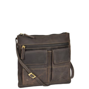 Womens Cross-Body Leather Bag Slim Shoulder Travel Bag A08 Oil Brown