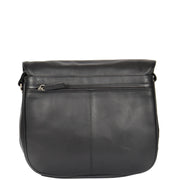 Womens Soft BLACK Leather Multi Zip Pockets Shoulder Bag A95 Back