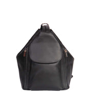 Womens Genuine Black Leather Backpack Walking Bag A57 Front