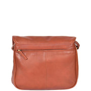 Womens Soft BROWN Leather Multi Zip Pockets Shoulder Bag A95 Back