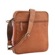 Mens Genuine Leather Messenger Flight Shoulder Bag Organiser Eric Tan Front 2