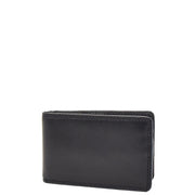 Real Leather Credit Card Holder Oyster Bus Pass ID Bifold Slim Wallet AV5 Black