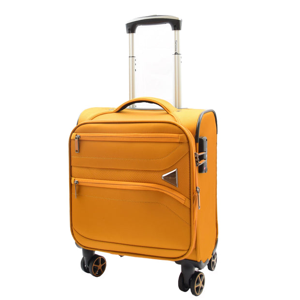 Budget Airline Under Seat Cabin Size Suitcase Lightweight 4 Wheel Hand Luggage Atom Yellow