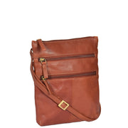 Womens Cross-Body Real Leather Shoulder Travel Bag A606 Brown