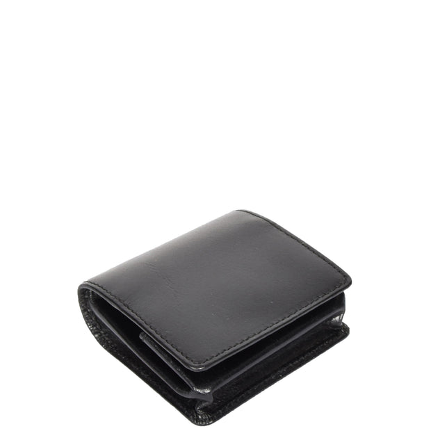 Real Leather Coin Tray Wallet Loose Change Case Black AV21 Top