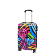 Cabin Size Suitcase Multicolour Hearts Travel Bag 4 wheel Hand Luggage A20S