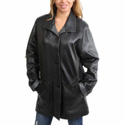 Ladies Classic Parka Real Leather Coat Trim Jacket Lulu Black-Grey