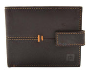 Mens Brown Hunter Leather Wallet RFID Safe ID Cards Coins Notes Pockets Gift Box Jerry