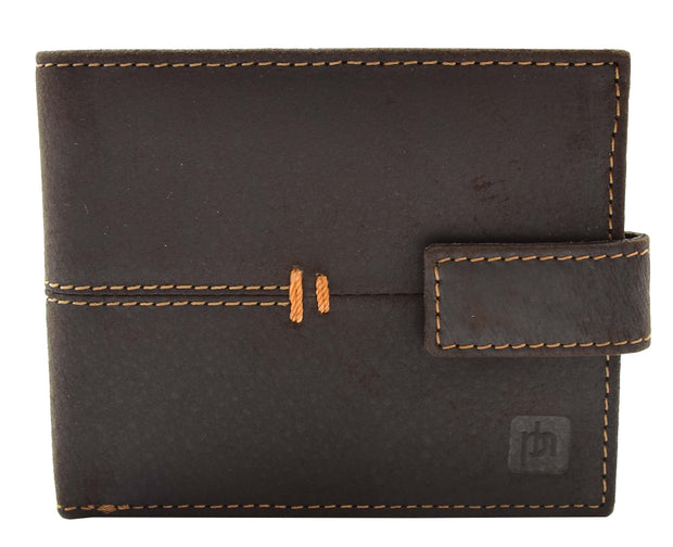 Mens Brown Hunter Leather Wallet RFID Safe ID Cards Coins Notes Pockets Gift Box Jerry