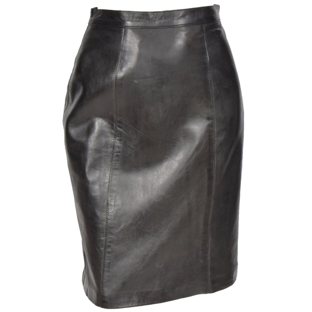Womens Black Leather Pencil Skirt Lucy main