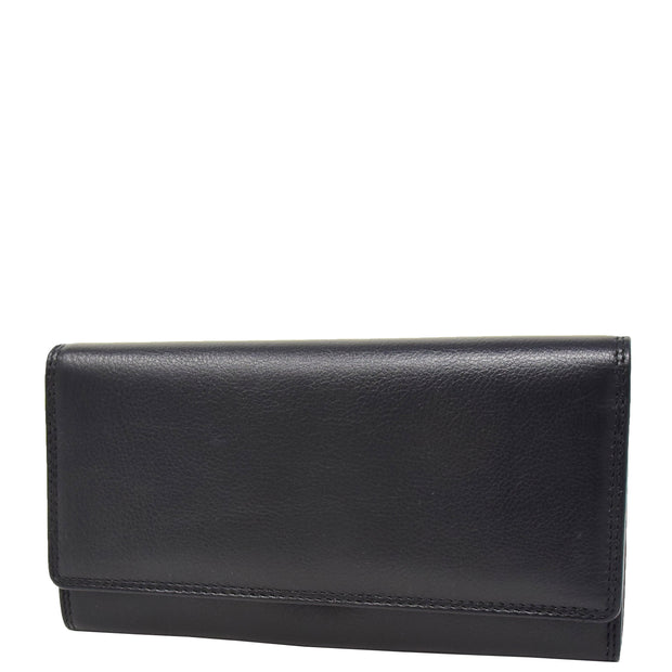 Womens Soft Leather Clutch Purse Envelope Style Wallet AVT3 Black