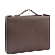 Brown Leather A4 Ring Binder File Folio Office Bag Zip Organiser Braga