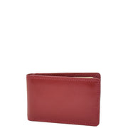 Real Leather Credit Card Holder Oyster Bus Pass ID Bifold Slim Wallet AV5 Red