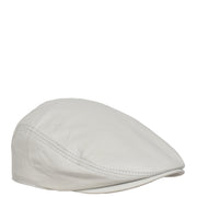 Genuine White Leather Flat Cap English Granddad Baker-boy Hat Arthur