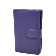Womens Soft Real Leather Purse Trifold Booklet Clutch AL22 Purple