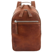 High Quality Genuine Tan Leather Backpack Large Size Work Casual Travel Bag Trek Front