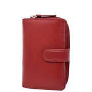 Womens Leather Clutch Wallet Zip Around Purse AV33 Red Front