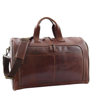 Genuine Leather Holdall Weekend Gym Business Travel Duffle Bag Ohio Brown Front 2