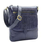 Womens Genuine Soft Vintage Leather Crossbody Messenger Bag Jill Navy