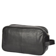 Wash Leather Bag Travel Toiletry Shaving Kit Wrist Bag A98 Black