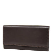 Womens Soft Leather Clutch Purse Envelope Style Wallet AVT3 Brown