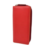 Womens Soft Leather Envelope Clutch Purse Zip Around Wallet AVB55 Red