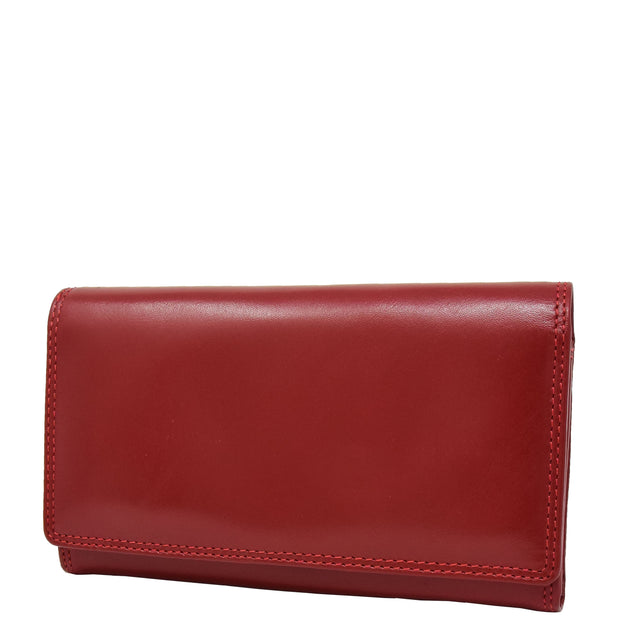 Womens Real Leather Envelope Style Clutch Wallet Purse AVM1 Red