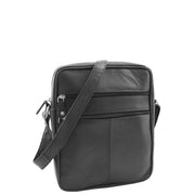 Mens Real Leather Shoulder Bag Cross Body Flight Pouch A155 Black