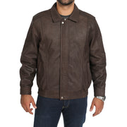 Gents Blouson Brown Leather Jacket Albert Nubuck