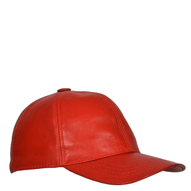 Genuine Leather Baseball Cap Sports Casual Viper Red