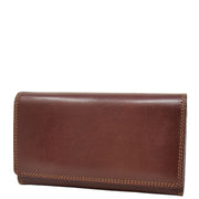 Womens Real Leather Envelope Style Clutch Wallet Purse AVM1 Brown